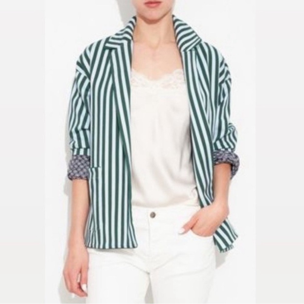 Cher Michel Klein Canvas Stretch Blazer Size 40 FR US 10 Fully Lined Designer
